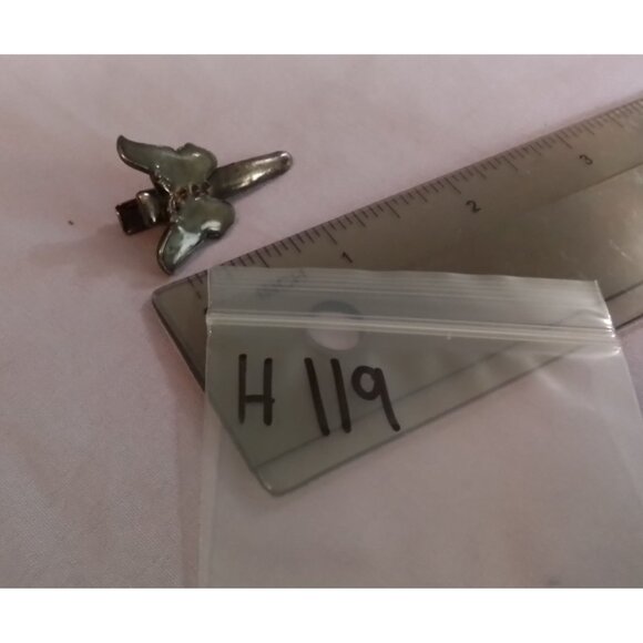 Vintage Enamel Butterfly Hair Barrette Clip Green - Picture 4 of 4